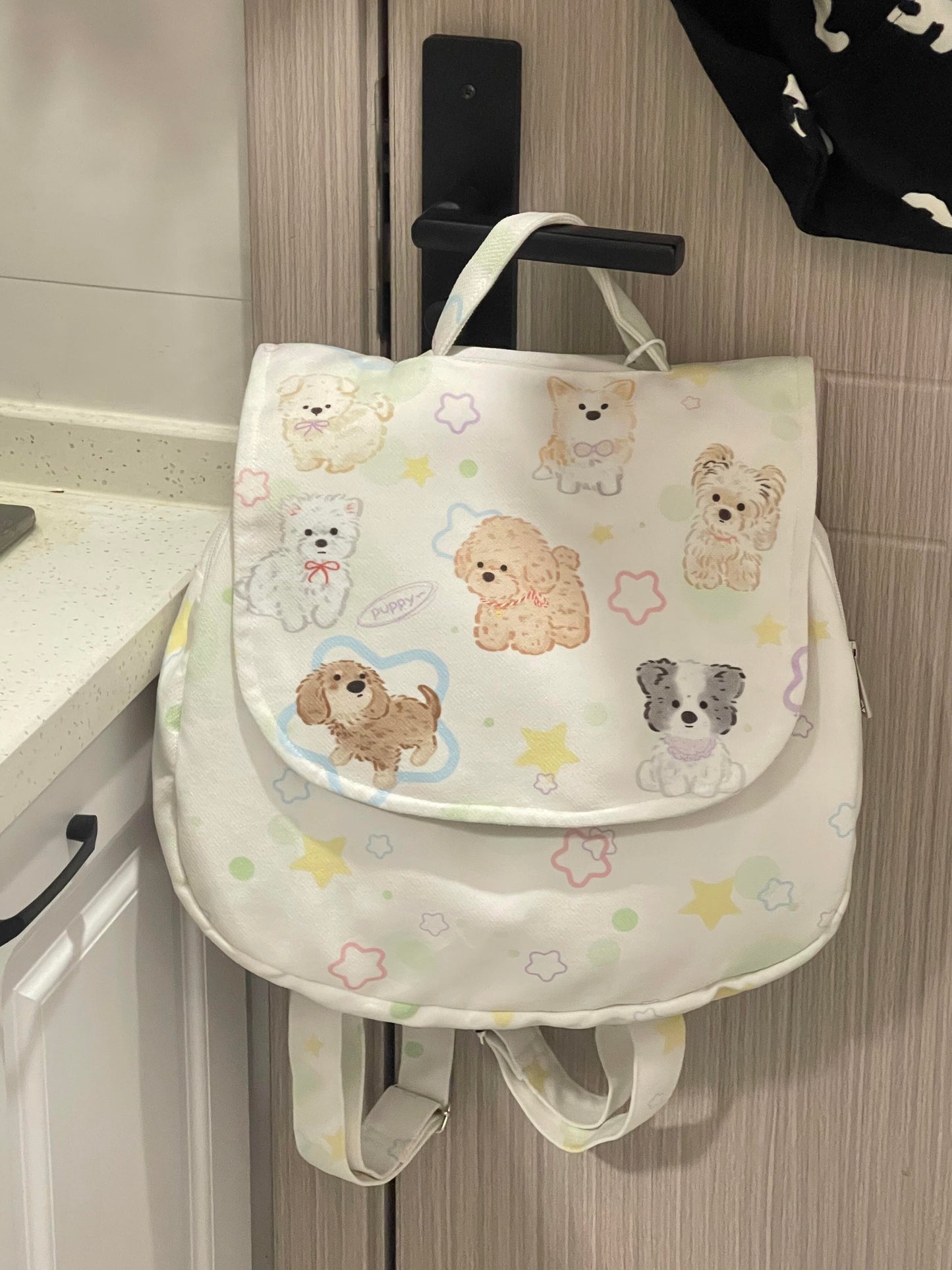 Cute cartoon dog backpack .