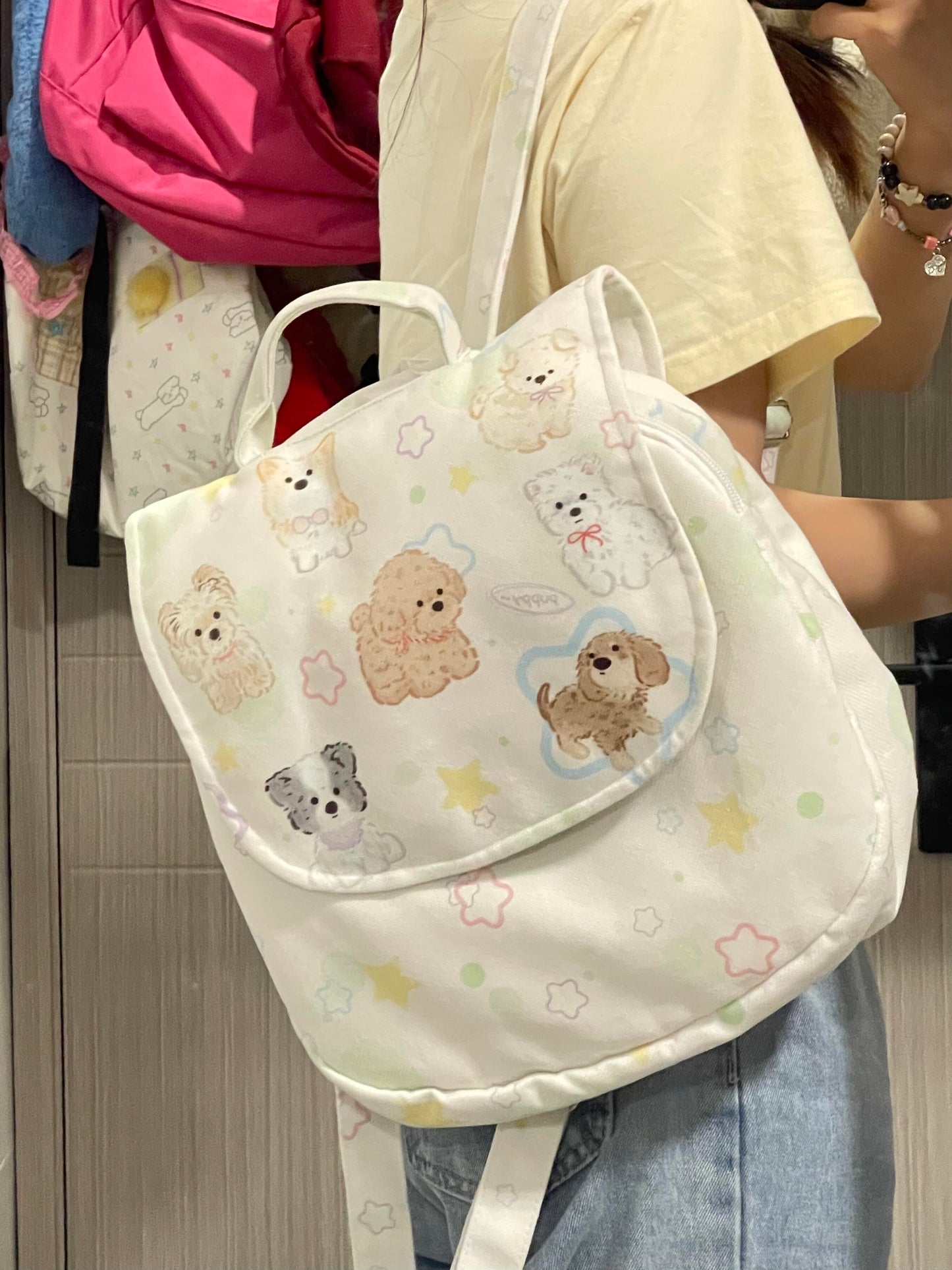 Cute cartoon dog backpack .